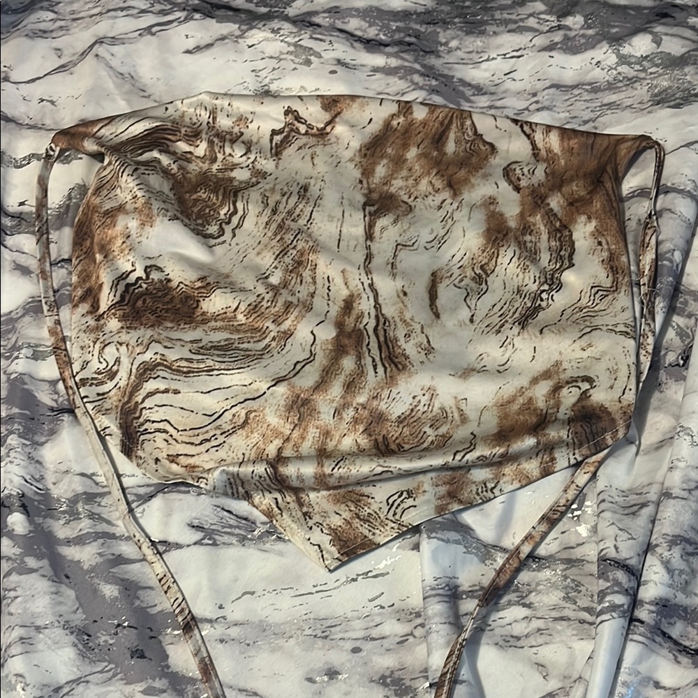 SHEIN Brown and Cream Marble Crop Top